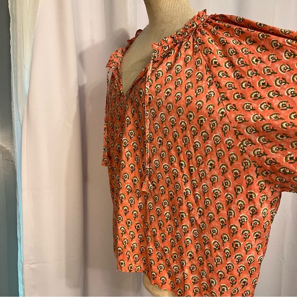 Women’s Gigio Coral Floral Long Dolman Sleeve Peasant Boho Oversized Top Size L - Picture 4 of 14